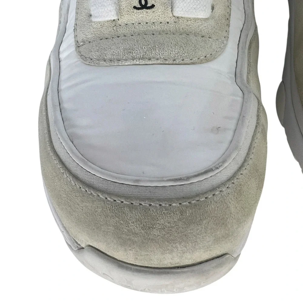 Chanel 2020 CC Logo Mixed Media Suede Leather Chunky Sneakers Size 41